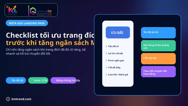 Checklist tối ưu trang đích trước khi tăng ngân sách Meta Ads