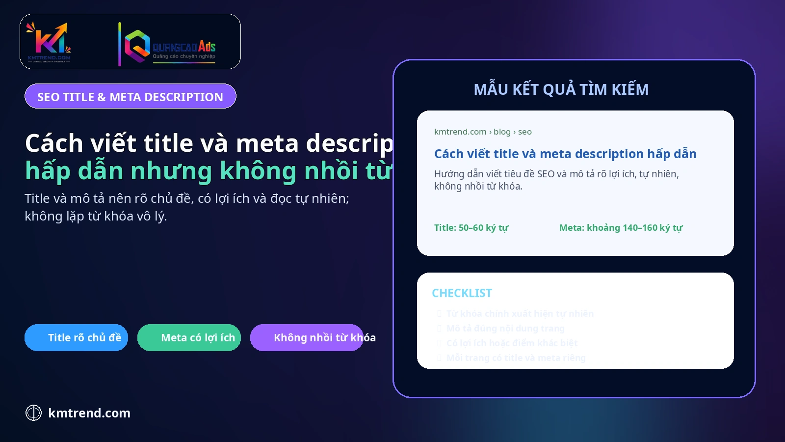 Cách viết title và meta description hấp dẫn nhưng không nhồi từ khóa