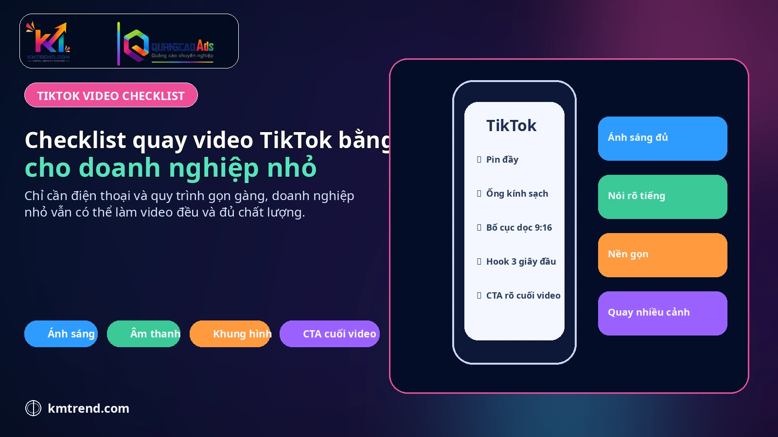Checklist quay video TikTok bằng điện thoại cho doanh nghiệp nhỏ