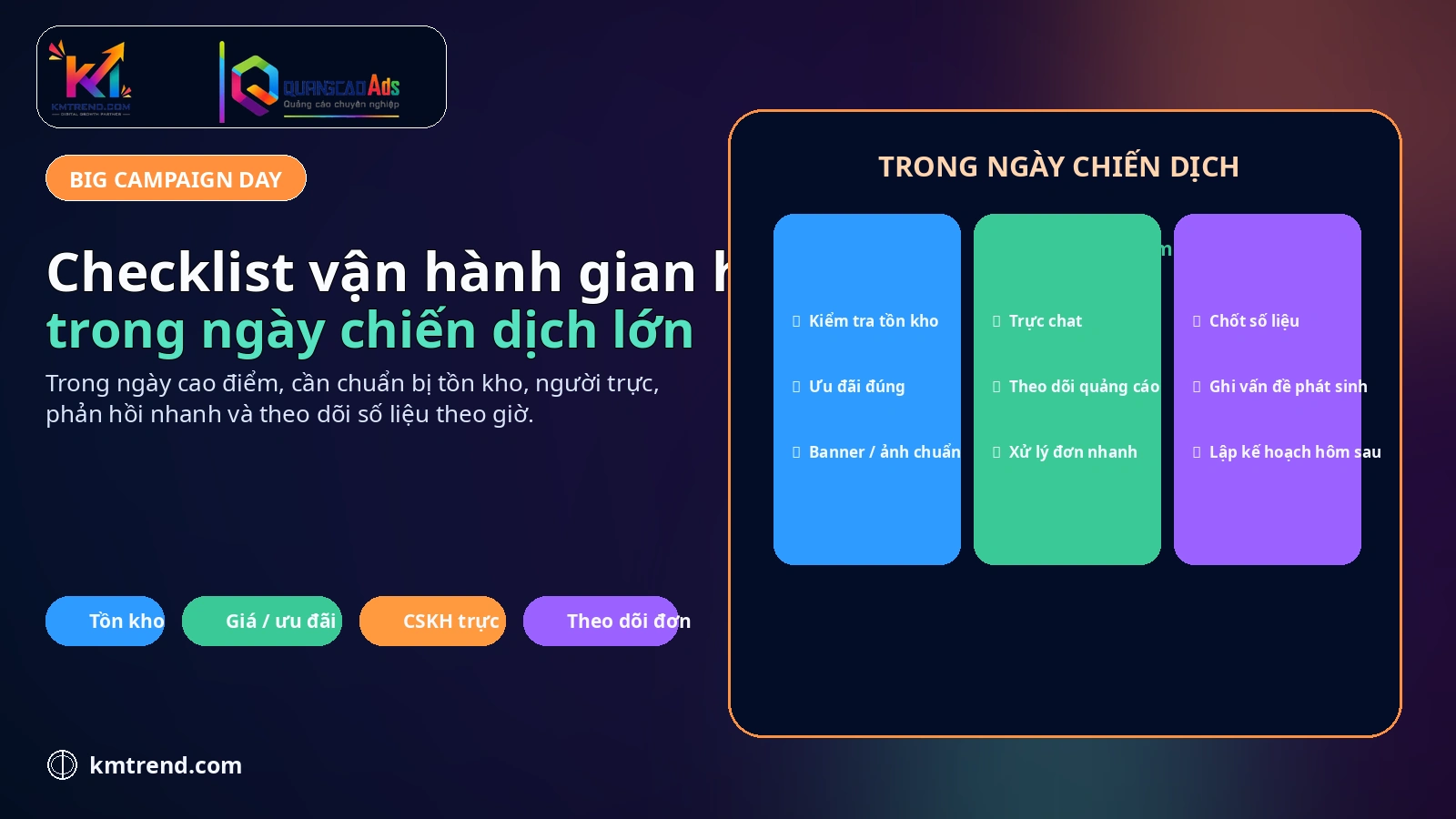Checklist vận hành gian hàng trong ngày chiến dịch lớn