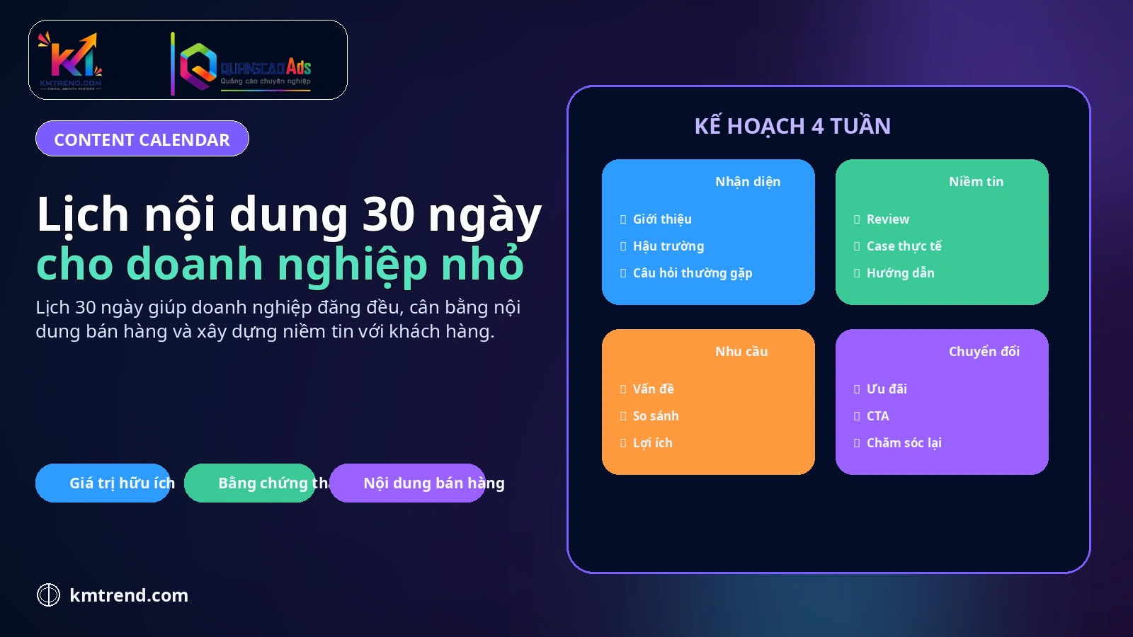 Lịch nội dung 30 ngày cho doanh nghiệp nhỏ