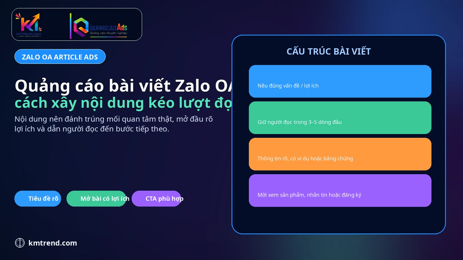 Quảng cáo bài viết Zalo OA: cách xây nội dung kéo lượt đọc chất lượng