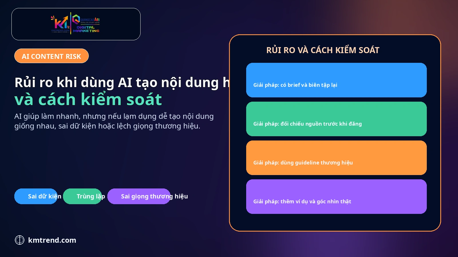 Rủi ro khi dùng AI tạo nội dung hàng loạt và cách kiểm soát