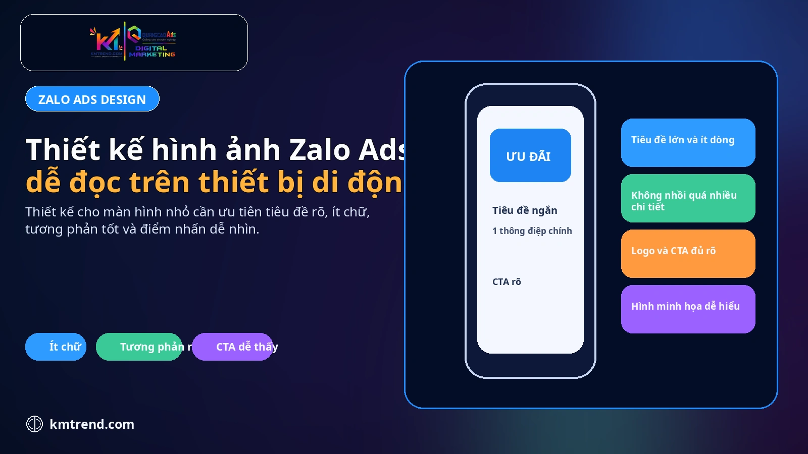Thiết kế hình ảnh Zalo Ads dễ đọc trên thiết bị di động