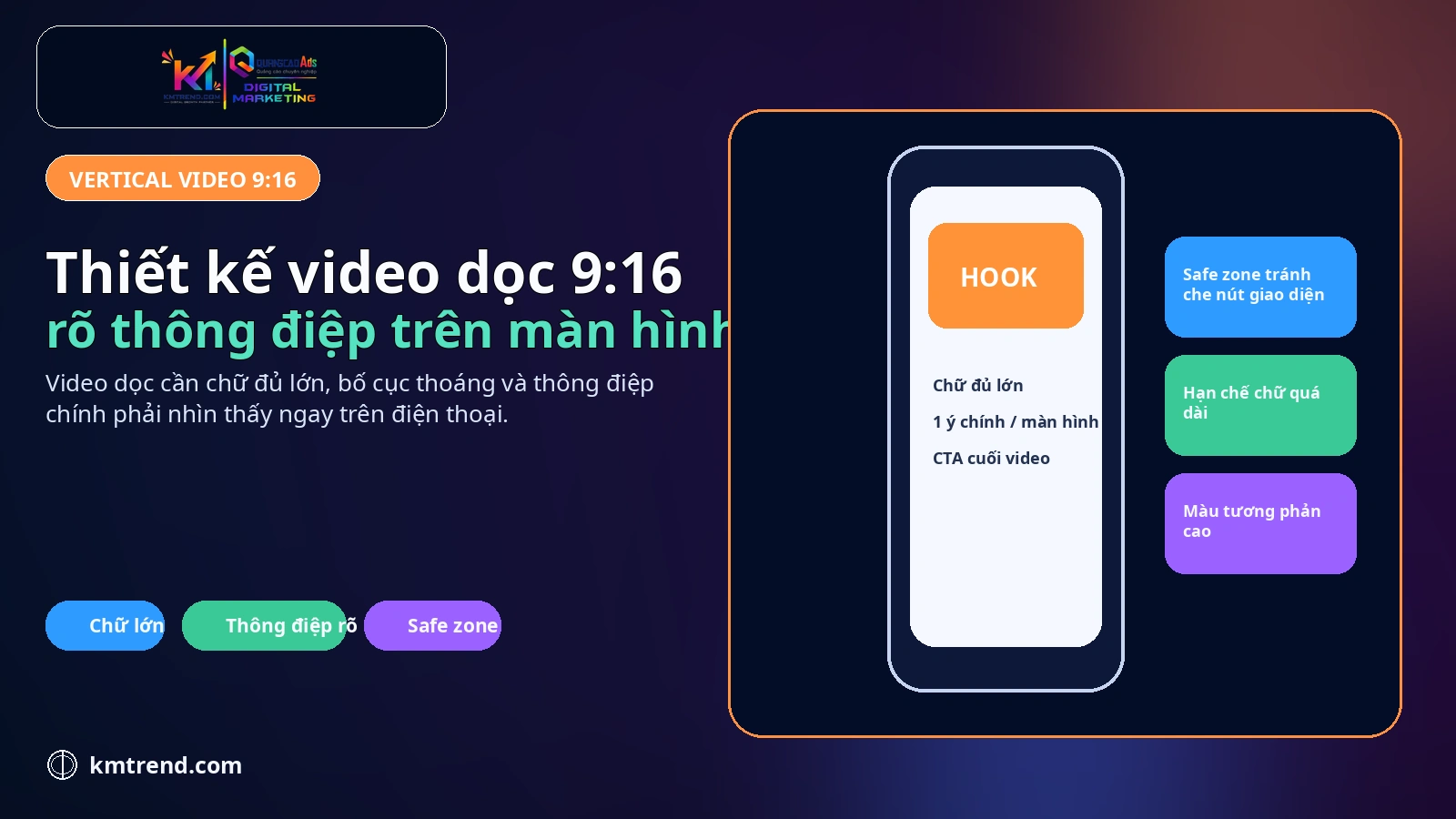 Thiết kế video dọc 9:16 rõ thông điệp trên màn hình nhỏ